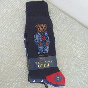 Polo Ralph Lauren Pack of 2 Polo Bear Dress Socks Men's Sz XL Fit Shoes 12-17